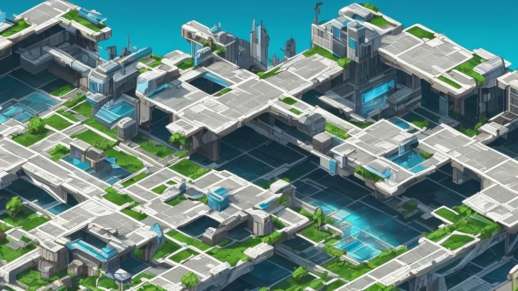 Generate an RPG battle map that is in a futuristic city. on the outskirts of the city, as if it were abandoned.