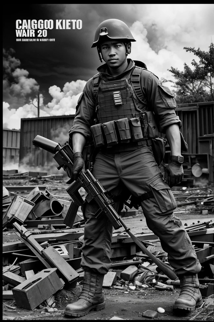 Cargo photo 200 (those killed in the war) in black and white colors, anime style