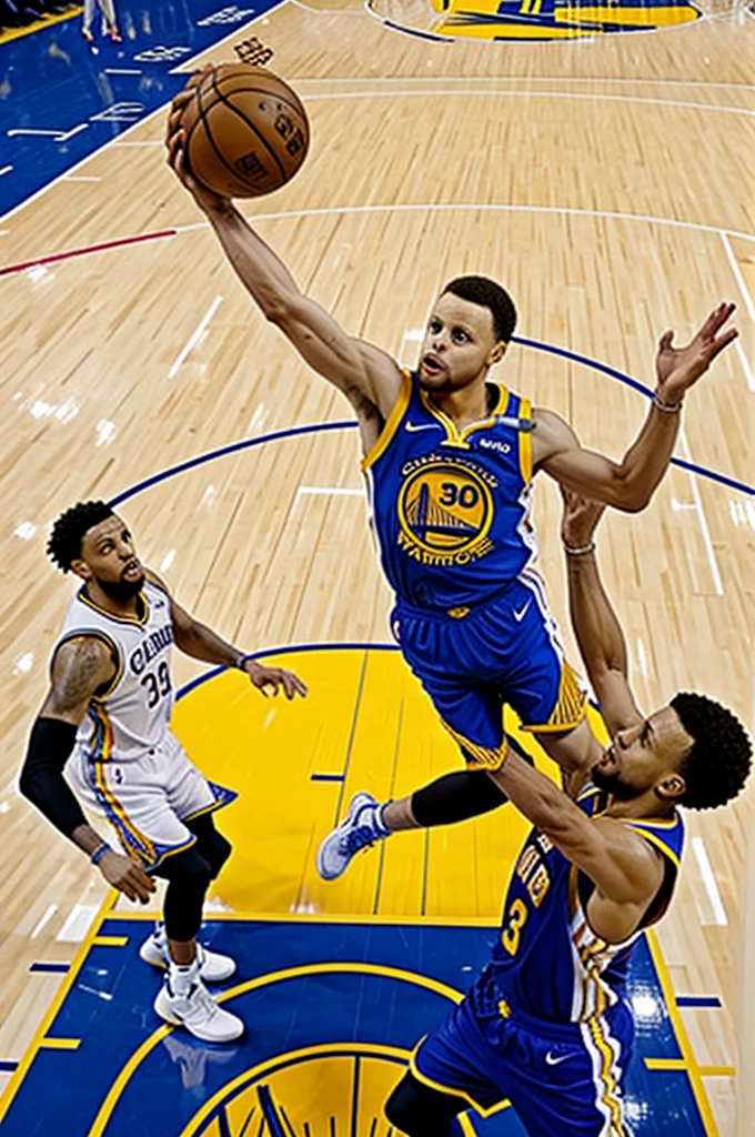 Stephen curry dunking on lebron