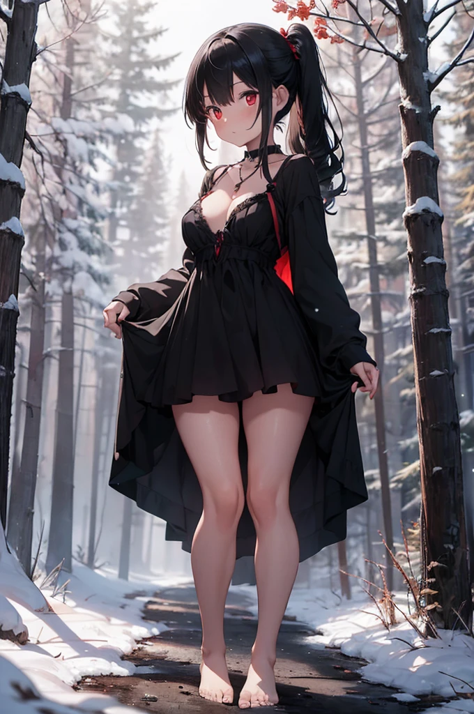 Ruby rose, (masterpiece, best quality), (colorful:1.4), from above, solo, 1girl lying in the snow, woods with red trees, sunset, depth of field,full head, nude , (open red cloak), (black boots), (ripped thigh high leggings), (black choker),playful, (spread legs :1.3) , NSFW , (( nude)):1.3  , looking at viewer , pressenting, exposed , seductive posture, bent over, sexy pose, alluring, (bent over :1.3) , ass, NSFW  , rear view , looking at viewer , pressenting, exposed , seductive posture, bent over, sexy pose, alluring,