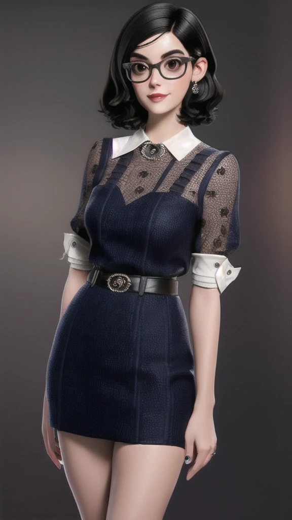 woman short Chanel dark hair, with glasses, she is a psychologist, sexy