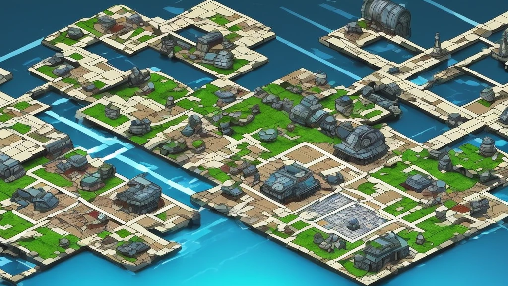 Generate an RPG battle map that is in a futuristic city. on the outskirts of the city, as if it were abandoned.