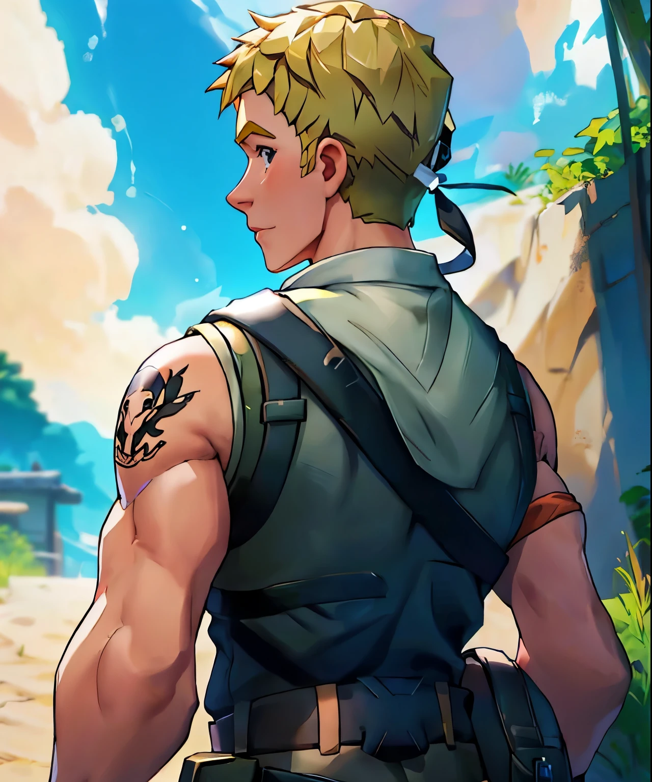 best quality, masterpiece, jonesy, from behind