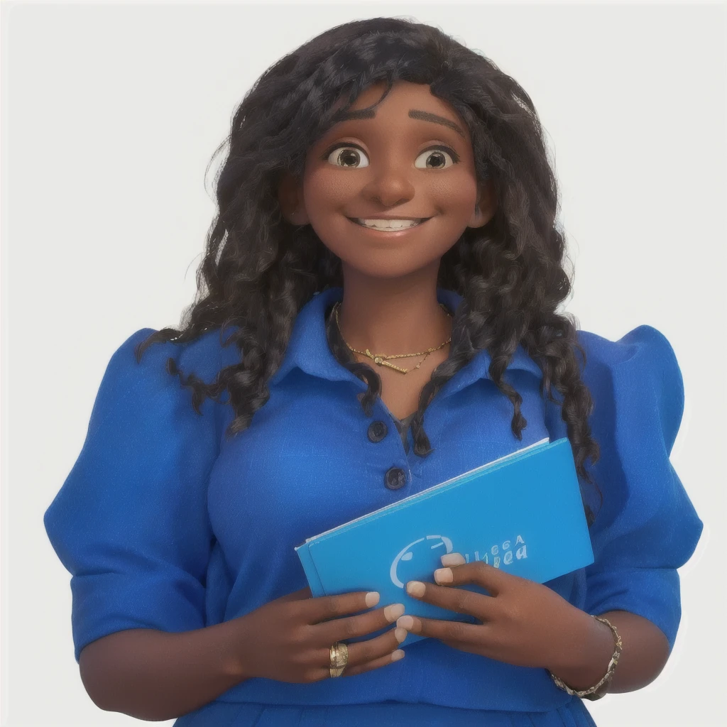 smiling woman in blue shirt holding a blue folder and smiling, m. c. esther, by Ingrida Kadaka, laura zalenga, author zima blue, profile image, taken in the early 2020s, alphonse muca, profile picture, by Robert Bain, alana fletcher, by Joseph-Marie Vien, author, beautifully lit