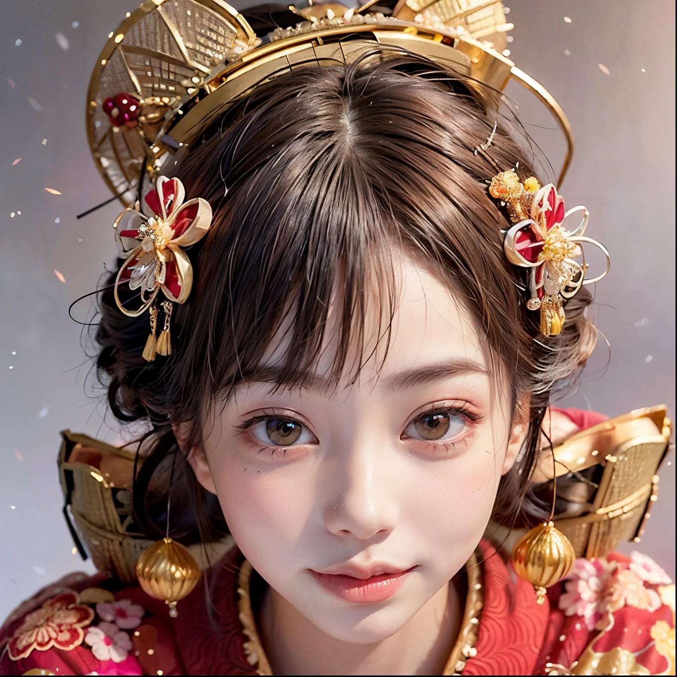 (PUNIPUNI offshoulDer KIMONO offshoulDer KANZASHI flowers Hairpin )High-level, 8K Masterpiece TopQuality, Ultra-DetaileD CG, AbsurD DetaileD wallpaper, PerfectLighting, Extremely DetaileD (((Personifying " Oiran " as a KAWAII Girl))), Characteristic Items, aesthetic LifeLike RenDering, MysticSight, Haze TynDall Scattering, (StuDio GRAY BackgrounD with (OoDles Dazzling RainbowColorParticles (bokeh))), (((Assfocus)) RounDlyButts ThighGap), (ExposeD:0.44) 🔞 BREAK (Acutance:0.8), (NOGIZAKA FaceVariations) Extremely DetaileD very KAWAII FaceVariations, ChilDish CaptivatingGaze ElaboratePupils DetaileD Eyes with (SparklingHighlights:1.28), (Voluminous LongEyelashes:0.88)、Glossy ReDLips with beautiful Details, CoquettishTongue, RosyCheeks, RaDiant PearlSkin with Transparency, Glowing DowneyHair . { (Dynamic LifeLike expressions:1.4) | (:D) }, (large eyes:-1) .