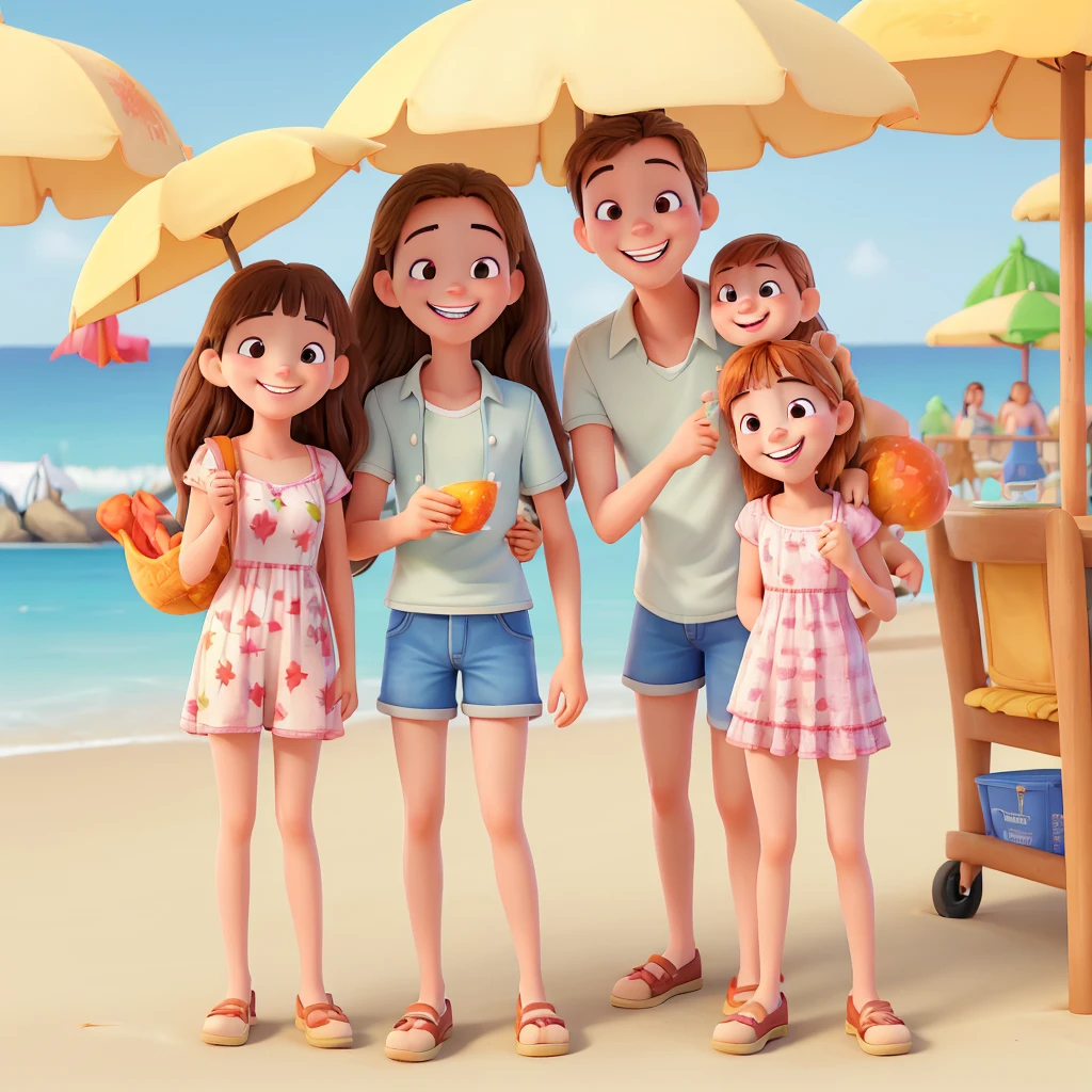 Summer vacation　family trip　smile　Gourmet　looks fun