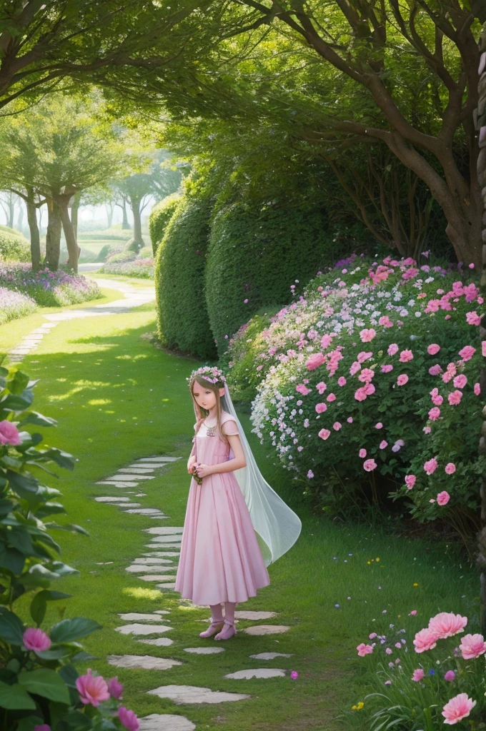 there is a little girl in a red and white dress holding a bouquet, girl in flowers, picking flowers, holding flowers, picking up a flower, girl standing in flower field, girl standing in a flower field, flowers on heir cheeks, girl in a flower field, portrait of girl in flower field, girl walking in forest, girl with a flower head. --v 6 --s 1000 --c 20 --q 5