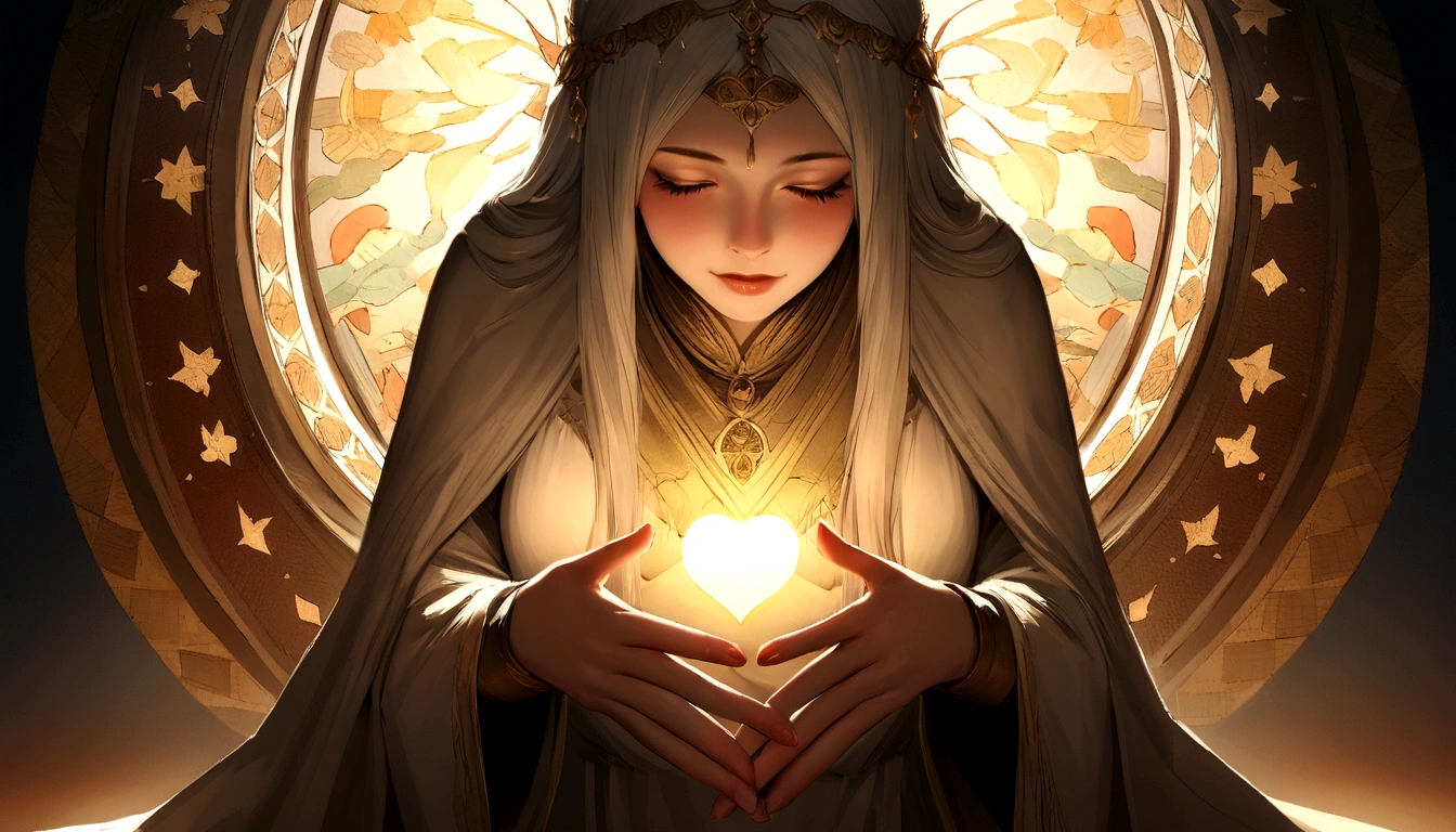 Imagine a high resolution, imagem fotorrealista que captura primorosamente uma pessoa genuinamente orando. The person is kneeling with both hands carefully joined together, in a gesture of deep devotion. The backlight is absolutely realistic, emanando de uma fonte celeste e enchendo a cena com um suave, brilho natural. Every detail of the picture is offered, from the wrinkles on the subject's hands to the subtle nuances of shadow and light on their face. Image quality is exceptional, com texturas, Cores and details that seem to pop out of the screen. This image is a stunning representation of faith and spirituality, capable of touching the heart of those who contemplate it, roupas brancas