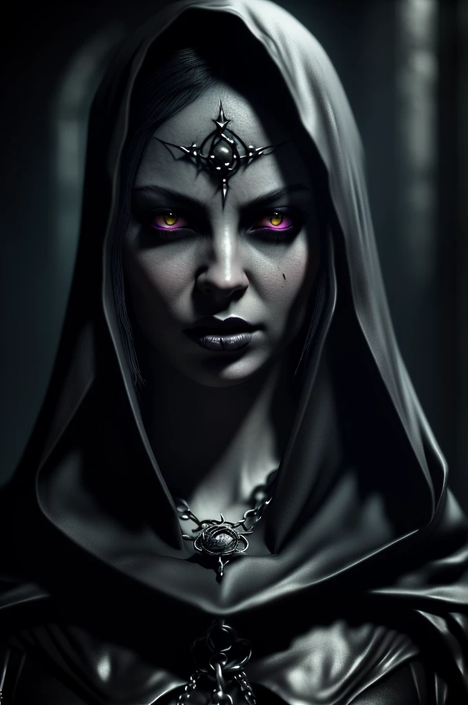 a dunmer necromancer/stealth hybrid worshiper of namira, highly detailed portrait, dramatic lighting, cinematic composition, dark fantasy, chiaroscuro, moody atmosphere, dramatic shadows, glowing magical energy, intricate details, expressive face, intense gaze, dark clothing, hood, mysterious, ominous, (best quality,4k,8k,highres,masterpiece:1.2),ultra-detailed,(realistic,photorealistic,photo-realistic:1.37)