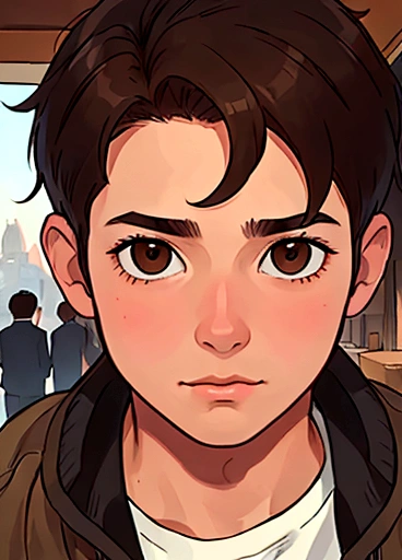 Man 1, Brown hair, brown eyes, looking,1 boys