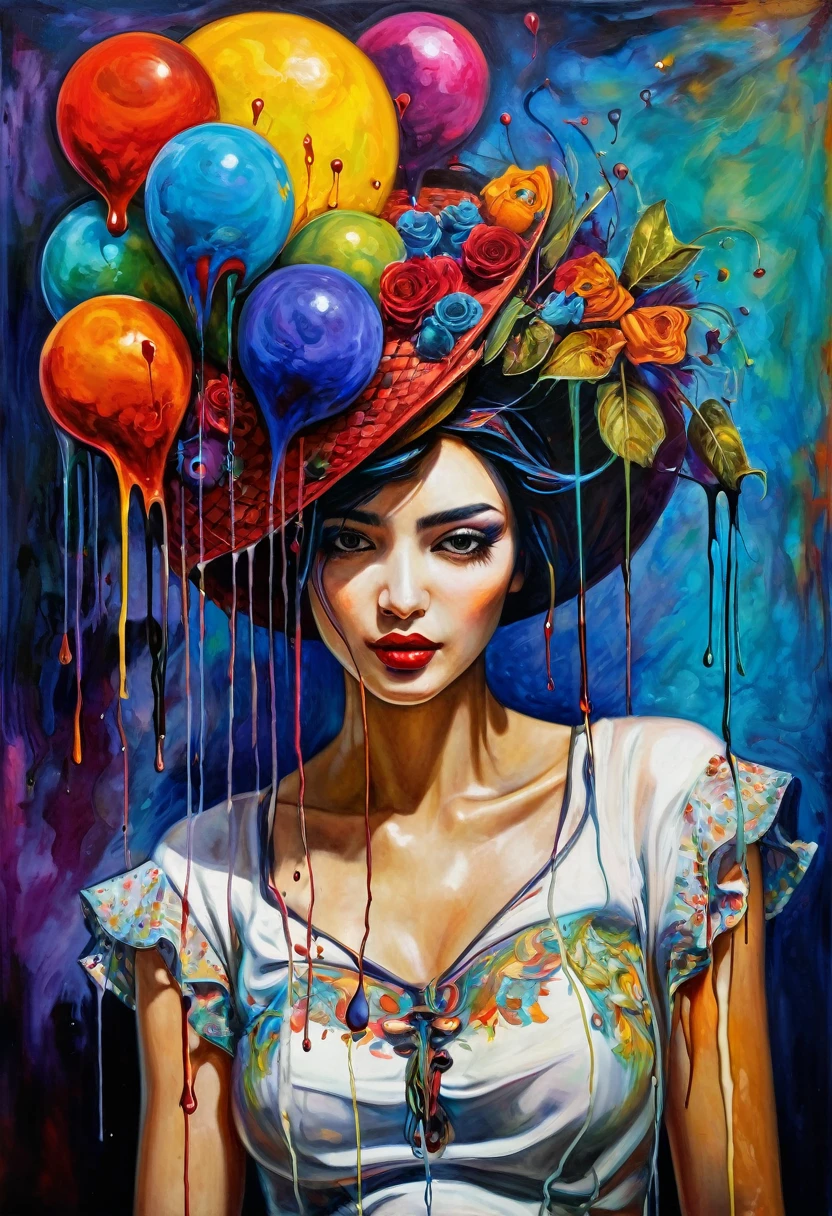 (Artistic Masterpiece of Romantic Life) ( (Themed Art of Life) ( (Conceptual Art) (NFT Exclusive) (Fauvism Work) ()”) Where visual poetry transcends traditional boundaries and embraces the dynamic interplay between creativity and technology Takes),dripping paint,darkart,style, in the style of esao andrews