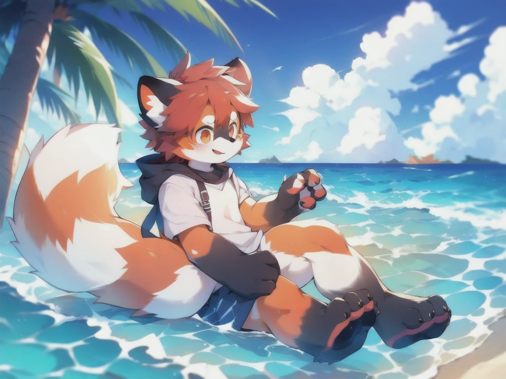 Red Panda Boy,Ocean,One person