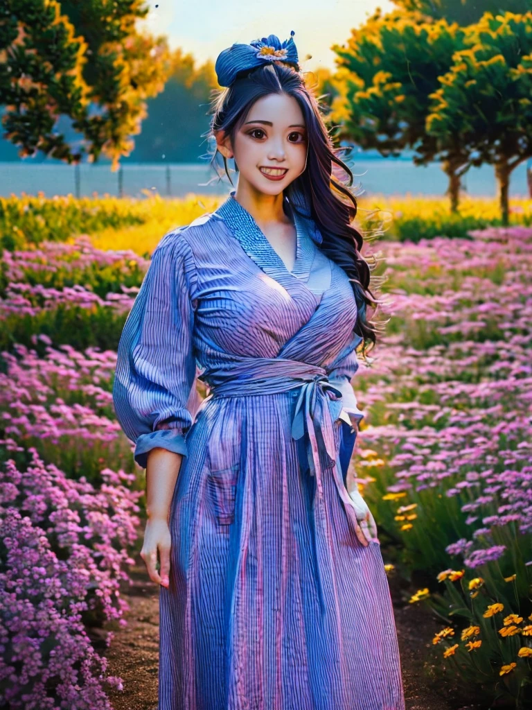 best quality, high_resolution, distinct_image, detailed background ,girl, hanbok,flower,garden,moon, night,dutch angle, wide shot, crown,