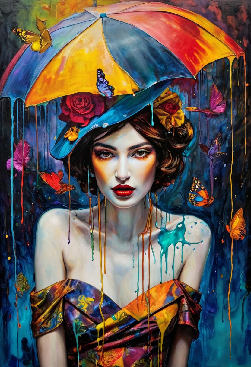 (Artistic Masterpiece of Romantic Life) ( (Themed Art of Life) ( (Conceptual Art) (NFT Exclusive) (Fauvism Work) ()”) Where visual poetry transcends traditional boundaries and embraces the dynamic interplay between creativity and technology Takes),dripping paint,darkart,style, in the style of esao andrews