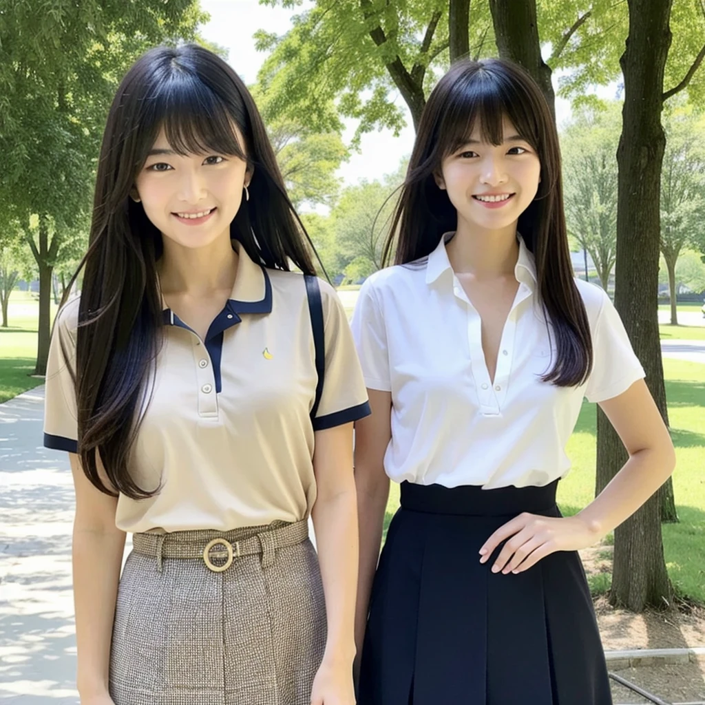 ((best quality)), ((masterpiece)), (details), one girl, sexy ((best quality)), ((masterpiece)), (details), one girl, sexy ((best quality)), ((masterpiece)), (details), one girl, full body, sexy expensive body, expensive, long legs, mature woman, mature, adult, it_nagatoro_main, Nagatoro Hayase, one girl, blushing, alone, uniform polo shirt, black hair, bag, brown eyes, hair accessory, looking at viewer, hair clip, outdoors, backpack, smiling, long hair, dark skinned woman, dark skin, , bangs, daytime, skirt, collared shirt, collarbone, ear clip, mouth closed, tree, asymmetrical bangs, upper body
