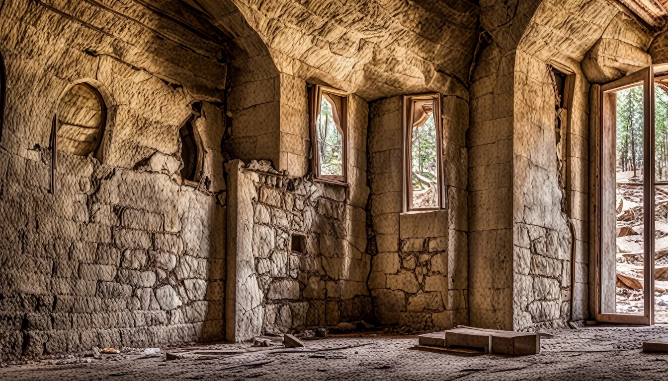 A prominent stone inside a humble room surrounded by broken glass, it was as if someone had thrown something to break the window.