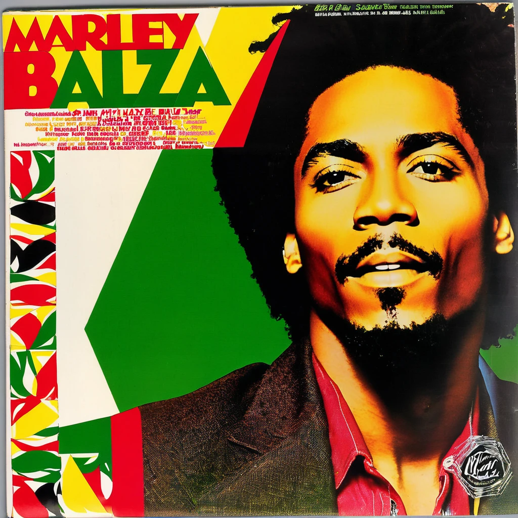 1980s vinyl album cover for black male reggae superstar "Marley Blaze" and his song called "Ghia Mi Luv"