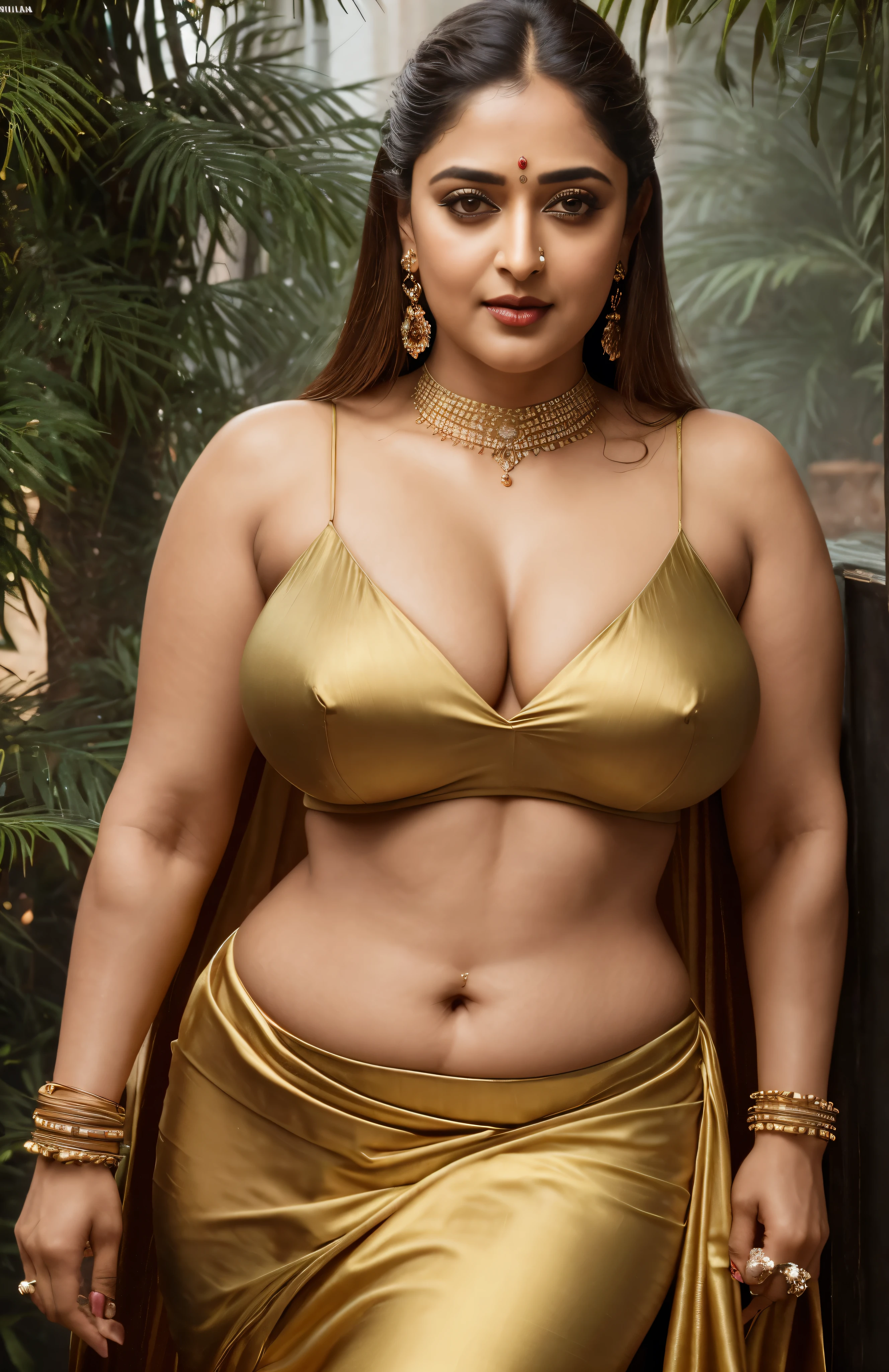 50yo mature MILF Anushka Shetty,((best quality)), ((masterpiece)), ((realistic)), eye kajal, mascara, red lips, sensual Beauty, provoking body, extreme sweat, sweat soaked skin, slight stretch marks, alluring figure,  bulging figure, thick charming lady, curvy, thick navel, full figured woman, eye kajal, massive breast, full body, styled hair, pierced eyes, female face,royal aura, trend on artstation , sharp focus, studio photo, intricate detail, very detailed, detailed eye, illustration, very detailed, sharp focus, digital render, professional, 4k