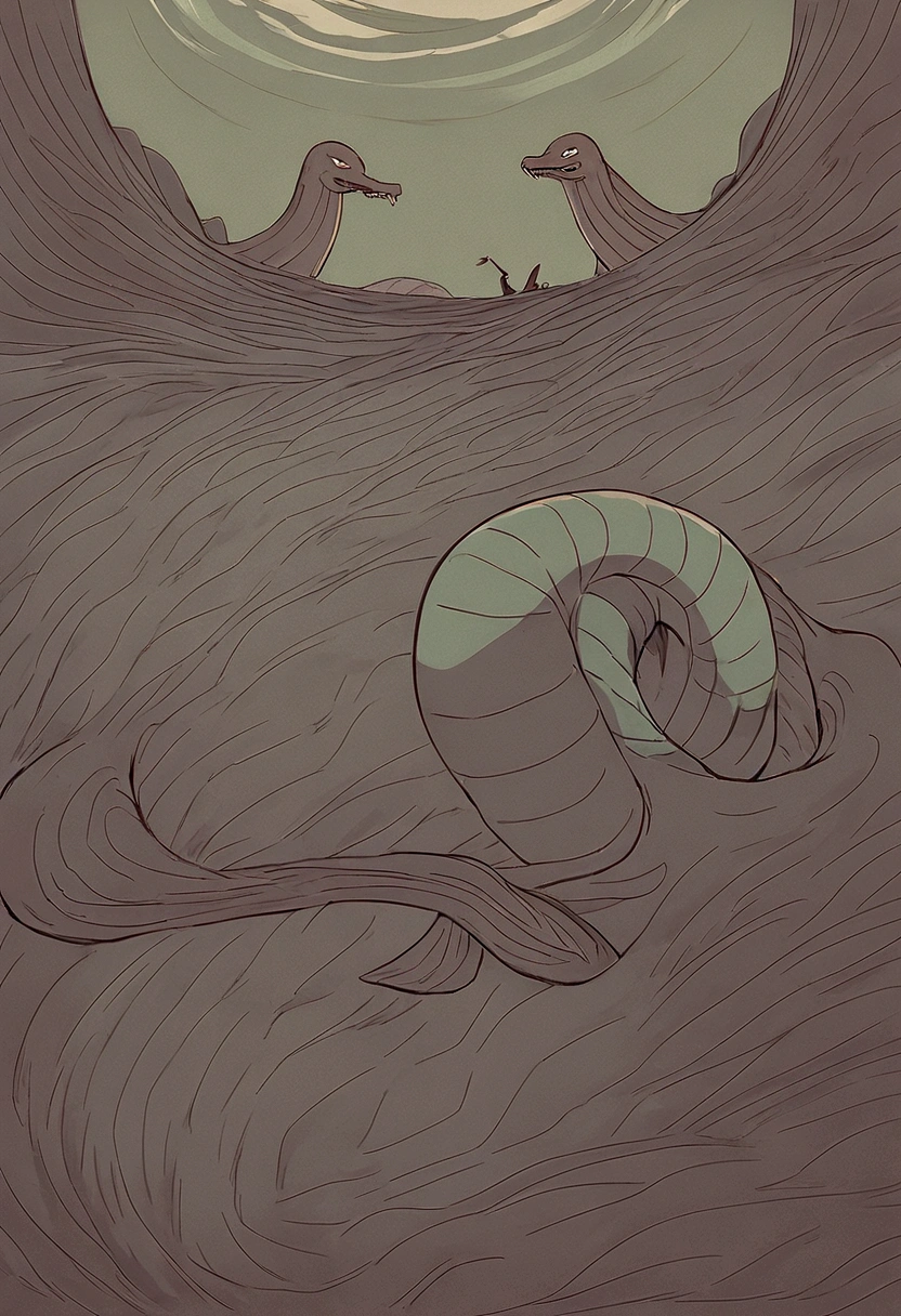 illustration of a man riding a wave on a surfboard with a boat in the background, serpentine water monster, sea serpent, Which of Caríbdis, scary Sea monster, Sea monster, cyril rolando and goro fujita, pokemon illustration, underwater Sea monster, water type, amazing wallpaper, aquatic creature, tsunami behind him, dnd triton