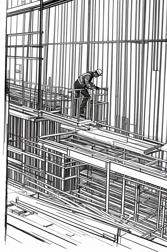 An abstract drawing of a person working in construction 