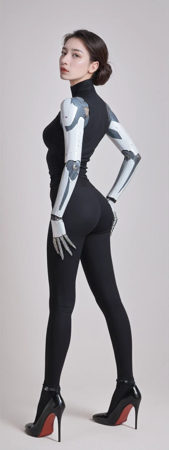 Minimalist design, featuring a sleek and modern human model in a contemporary boxing pose, clad in form-fitting attire with a boxing glove at the ready. The background exudes an ethereal ambiance with geometric shapes and negative space, accentuating the intensity and grit of the scene. High contrast bold typography adds to the overall design, conveying confidence, power, and strength in understated elegance. Hard edges define the model's muscular form, emphasizing the minimalistic and classically aesthetic vision for an e-commerce brand with no logo on.