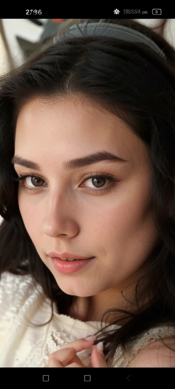 Beautiful 22 year old occidentale girl with long black hair.
An attractive look.
Hight realistic photography.
Her face is very sexy and attractive.