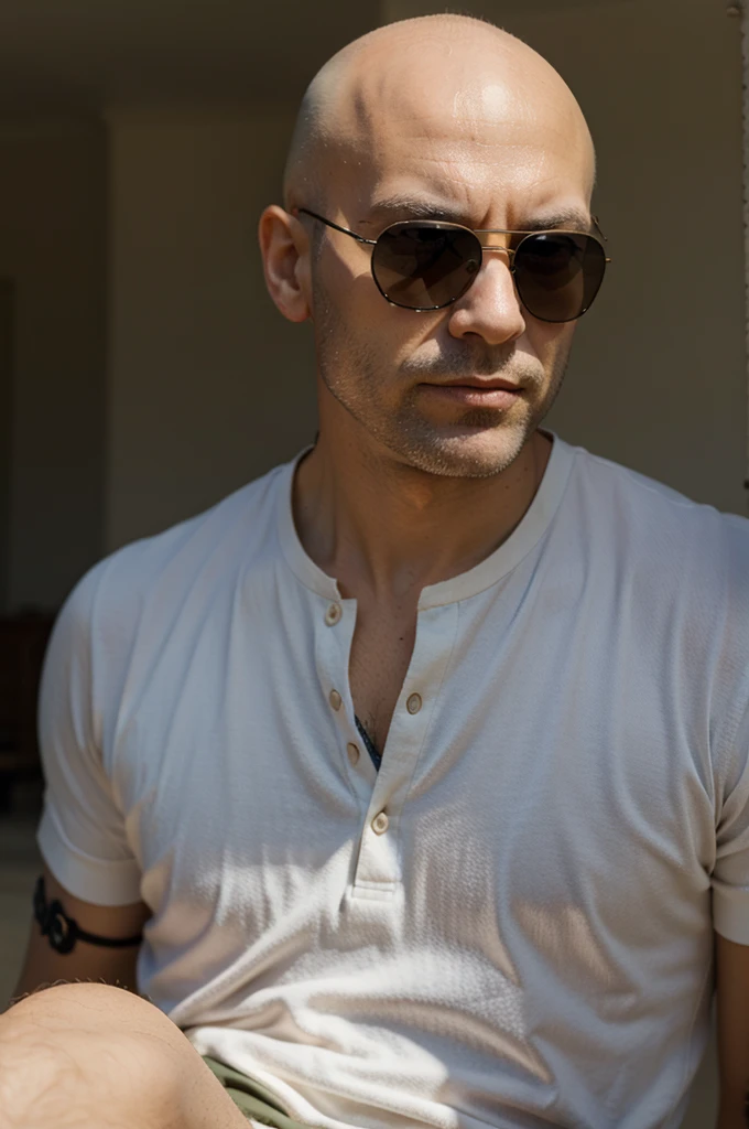 bald man, with sunglasses