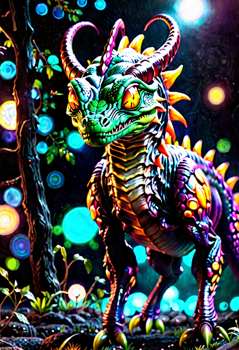 a detailed digital artwork of a (Space Wurm) creature featuring its (weak spot), fantasy art, glowing elements, dark background, glowing eyes, dynamic composition, epic, fictional creature, magical, sci-fi, intense colors, alien world, cinematic, high detail, 4k, unique concept, trending on artstation