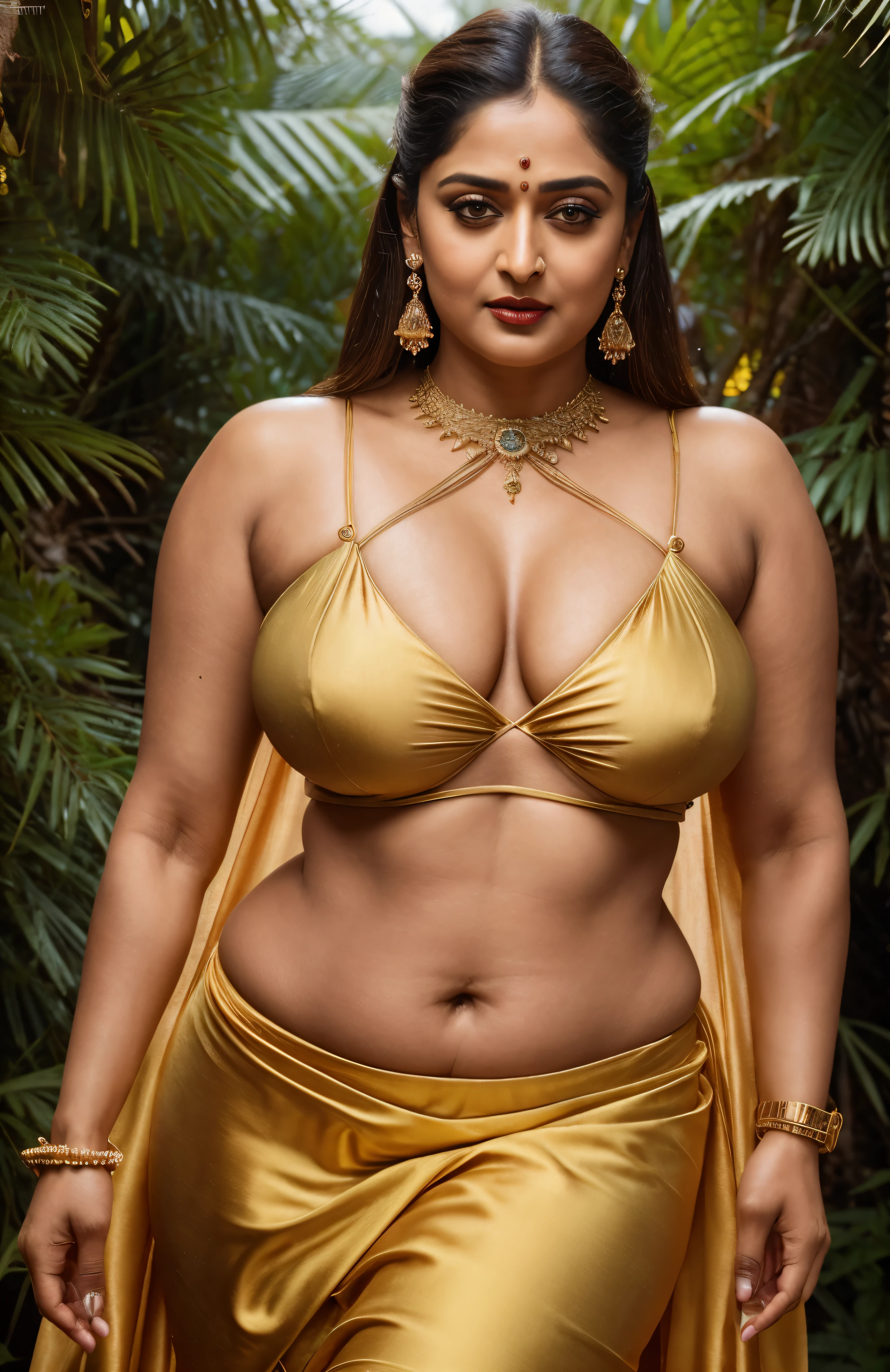50yo mature MILF Anushka Shetty,((best quality)), ((masterpiece)), ((realistic)), eye kajal, mascara, red lips, sensual Beauty, provoking body, extreme sweat, sweat soaked skin, slight stretch marks, alluring figure, bulging figure, thick charming lady, curvy, thick navel, full figured woman, eye kajal, massive breast, full body, styled hair, pierced eyes, female face,royal aura, trend on artstation , sharp focus, studio photo, intricate detail, very detailed, detailed eye, illustration, very detailed, sharp focus, digital render, professional, 4k