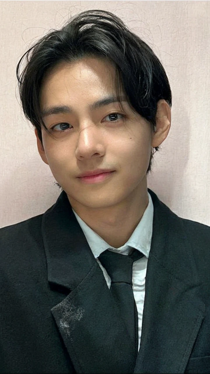 round eyes, thin nose and youthful appearance, but without taking away the other features of the main photo. Leave only the left eye blue.