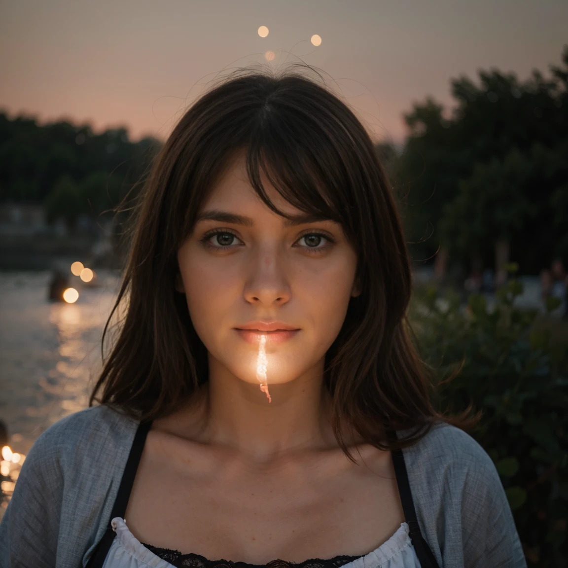 Lucie regardant un feux d artifice