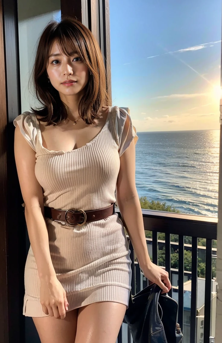 The sky turns red、(Big Breasts:1.4).Troubled face、Wet white t-shirt and jeans、、Light brown hair、Elegant hairstyle、Blue Eyed Woman、A woman with a cute upward gaze、When the sky gets dark、The sky turns red as the sun sets、Tight clothing that shows your body lines、、Elegant summer knitwear、Elegant summer sweater、Leather Belt、Short skirt、Dress elegantly着こなす、Luxury Bagedium Shorthair:1.4))、The sun shines on her、Light brown hair、Light brown hair、The sky was dyed red、There are clouds、private's cute、彼女のAmple breastsは服の上からでも明らかです.、輝く太陽はとてもbeautiful、Dusk is approaching、Lens flare、You can see the sunset、((Sunlight reflecting off the ocean、Ocean View、The sun shines on the ocean、'beautiful.、Small earrings、private'evening、Birds are also flying、、Brown Hair Color、Tying up hair、The woman is on the right:1.4))、Luxury Leather Belts、Shiny clothes、Light beige hair color、Background Blur、Braid only the front hair、Light brown hair、{{Cowgirl Shot}}、((Close-up shot from the waist up、Ample breasts:1.4))、にっこりsmile、Silk clothing、服からでも分かるAmple breasts、Braid only the front hair、Cowboy Shot、Gorgeous white collared silk shirt and brown skirt、Dress elegantly、Luxury Bags、素敵なsmile、((Ample breasts))、Full body photo、ring、Short skirt、Tuck your hair behind one ear、Silver Necklace、smile、 Elegant ponytail、Caustics、Highly detailed photos、Very beautiful and ideal short hair、Super no makeup、(8K、RAW Photos、Highest quality、masterpiece:1.2)、(Realistic、Realistic)、1 Girl、((Medium Short Hair、Looking into the camera:1.4))、Hair blowing in the wind