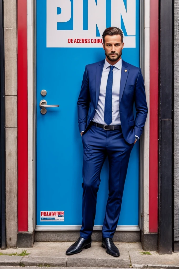 Homme en érection sous son pantalon affiche de propagande 