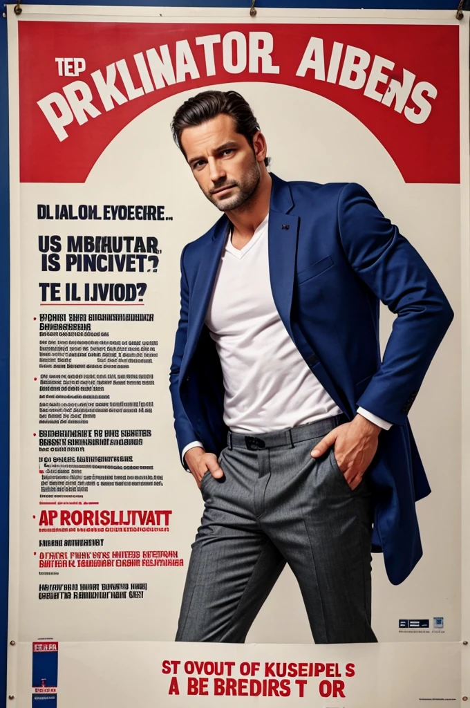 Homme en érection sous son pantalon affiche de propagande 
