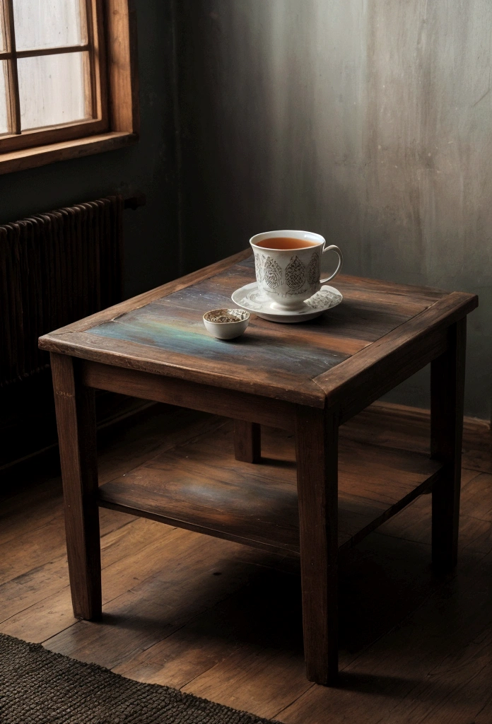 cup of tea on a wooden table, a cup, (Foto RAW, real, best qualityer, Masterpiece artwork: 1.2), (Hiper realisitic, realisitic: 1.2), high qualiy, (dark ilumination: 1.2), perfect lighting, Lightroom, 35mm films, cinemactic, dimmed colors, dark shot, Muted colours, grainy film, lute, insane details, Intricate details