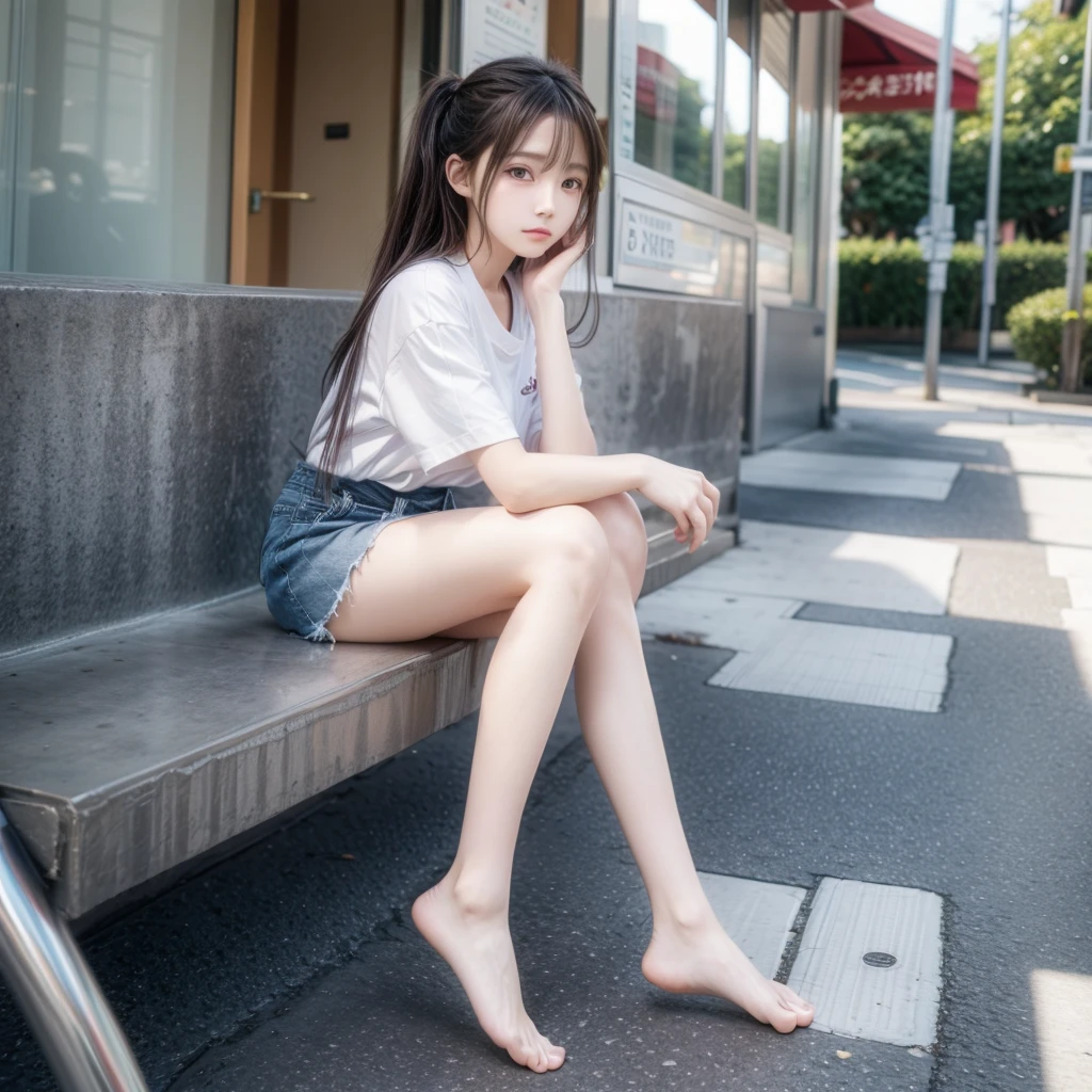  anime girl doesn&#39;t wear clothes, Realistic shadows, Detailed skin, Very small breasts, Black hair, Hair bar, Very detailed, 8K detailed face, The perfect face shape, Perfect lips, The perfect nose, Beautiful eyes correction, Viewer Viewer, Tafah, Best quality, one girl, Very good, No pants, Single