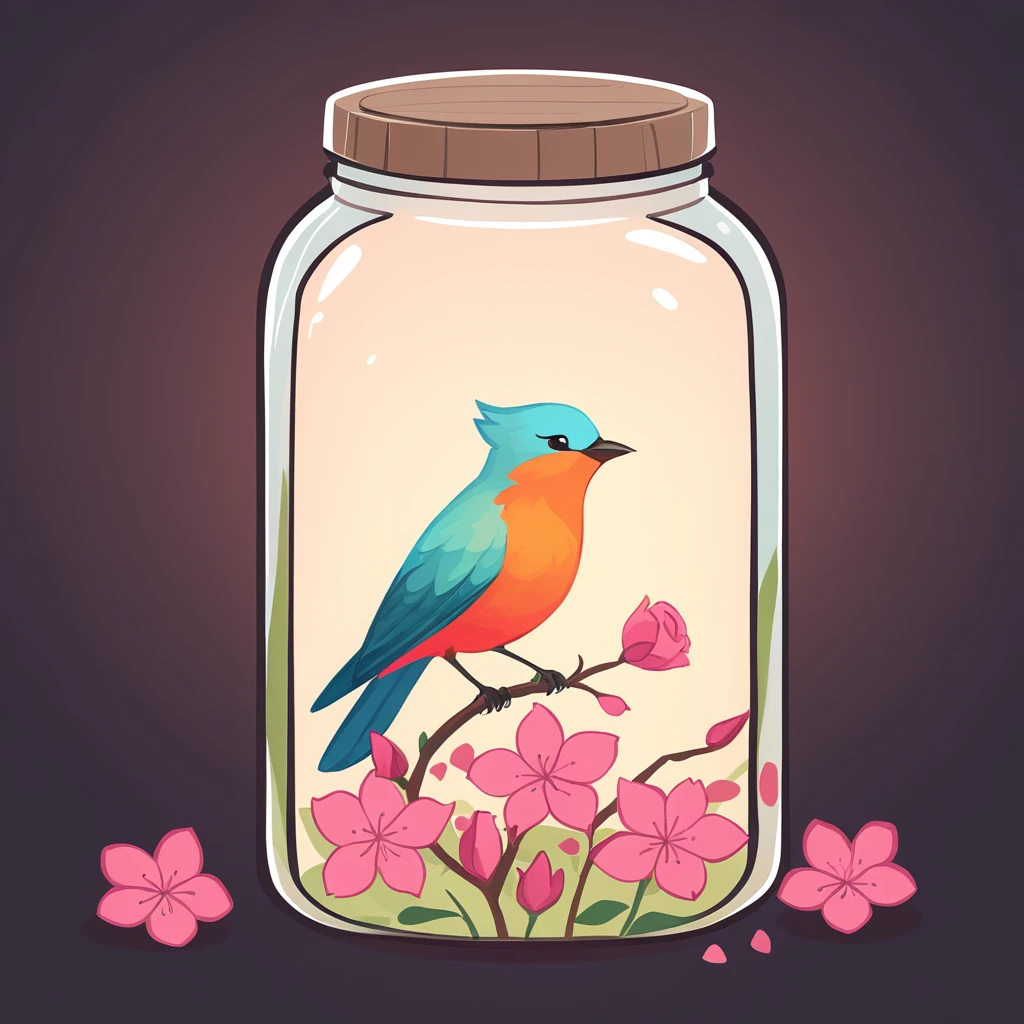 Bird in a Jar in Bloom art style