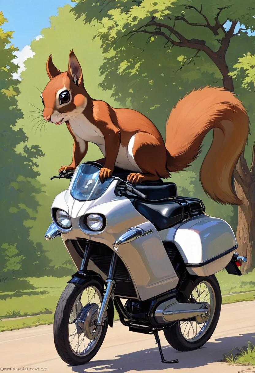 A Giant riding squirrel. Fitted with saddle.