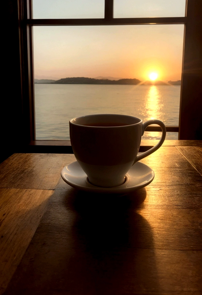 cup of tea on a wooden table, a cup, (Foto RAW, real, best qualityer, Masterpiece artwork: 1.2), (Hiper realisitic, realisitic: 1.2), high qualiy, perfect lighting, Lightroom, 35mm films, cinemactic, dimmed colors, dark shot, Muted colours, grainy film, lute, insane details, Intricate details, luz do entardecer, well-lit afternoon.