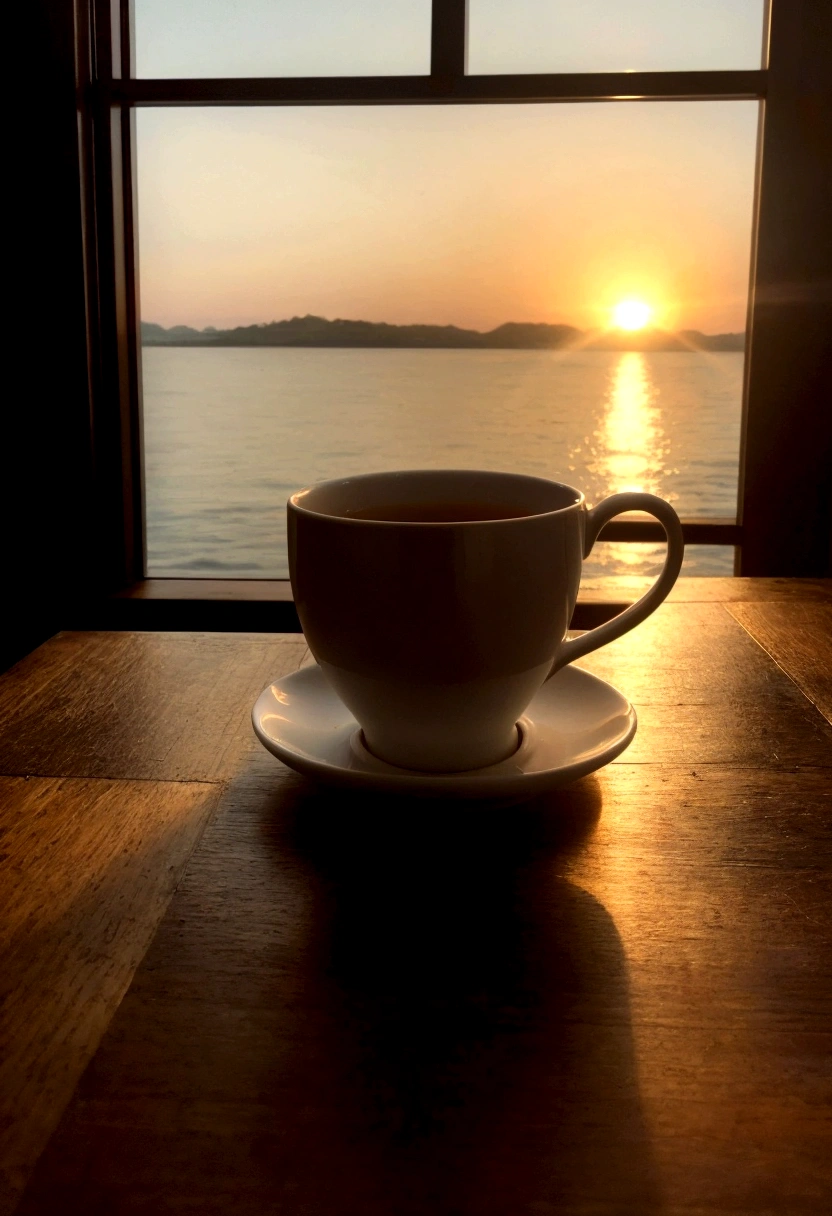 cup of tea on a wooden table, a cup, (Foto RAW, real, best qualityer, Masterpiece artwork: 1.2), (Hiper realisitic, realisitic: 1.2), high qualiy, perfect lighting, Lightroom, 35mm films, cinemactic, dimmed colors, dark shot, Muted colours, grainy film, lute, insane details, Intricate details, luz do entardecer, well-lit afternoon.