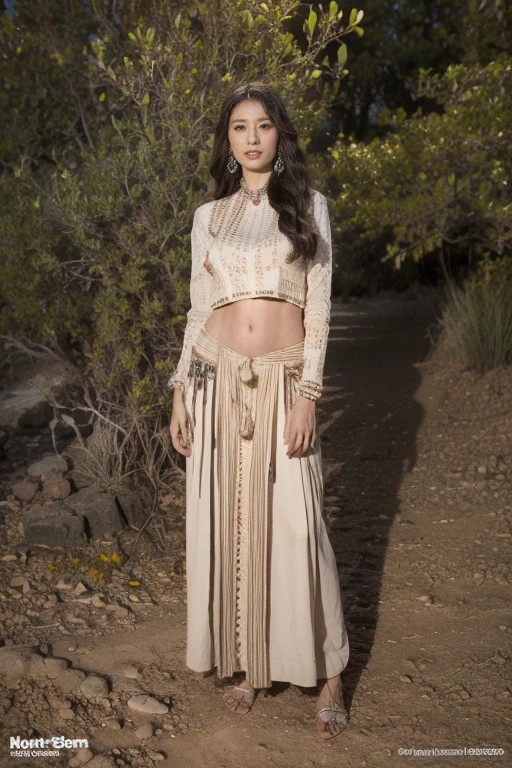 Western United States,Indian tribe in the desert,Night,Full body portrait, 8K, masterpiece, The most detailed, Highest quality, Perfect appearance. Too realistic, Create a fit, Indian woman, Feral,Perfect body,Charming eyes,Tan skin, muscle, bounce, (Long hair:1.3), indian ethnic costumes,Indian clothing,dark theme, Dense forest, night, dark,Bonfire in the background,indian tent