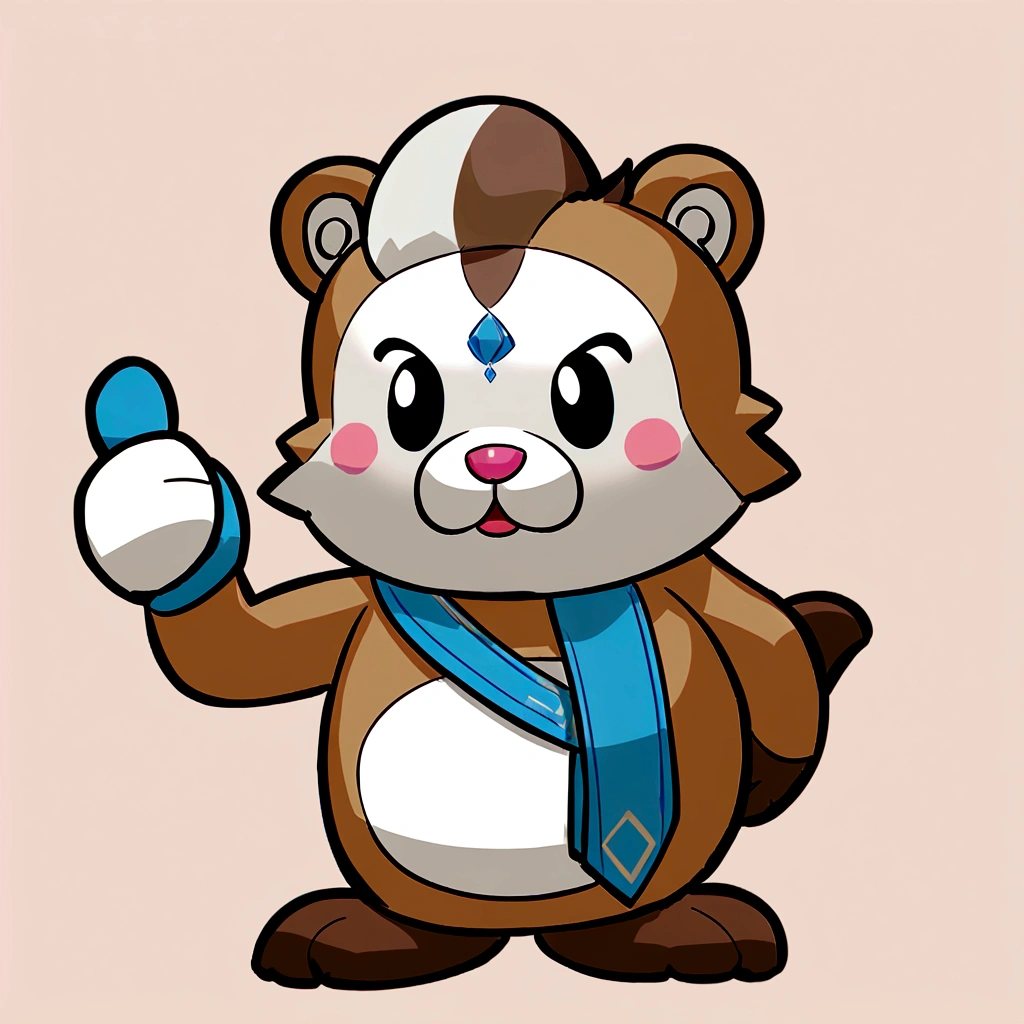 Cartoon squirrel holding board thumbs up, 1024x1024, mascot, ilustrações de mascot, cute cartoon character, mascot do ensino médio,Wear clothes,Background transparent