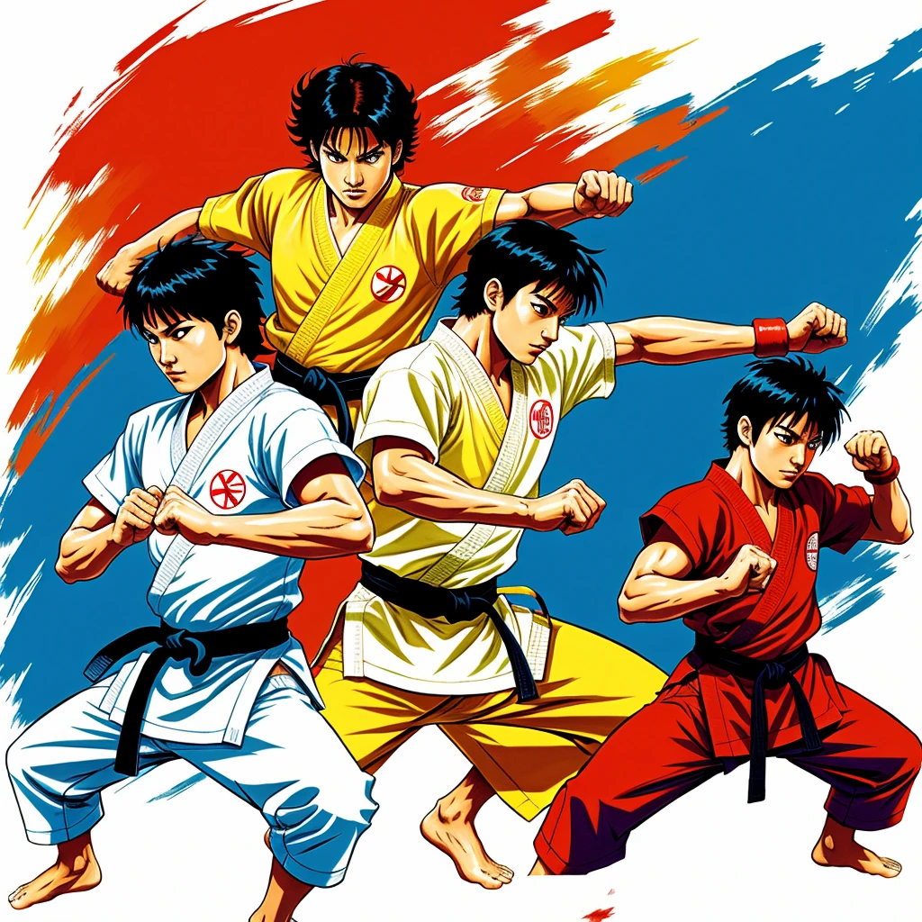 Karate Kid Anime Wallpaper Stylized Colorful Manga Clashing Fighters 