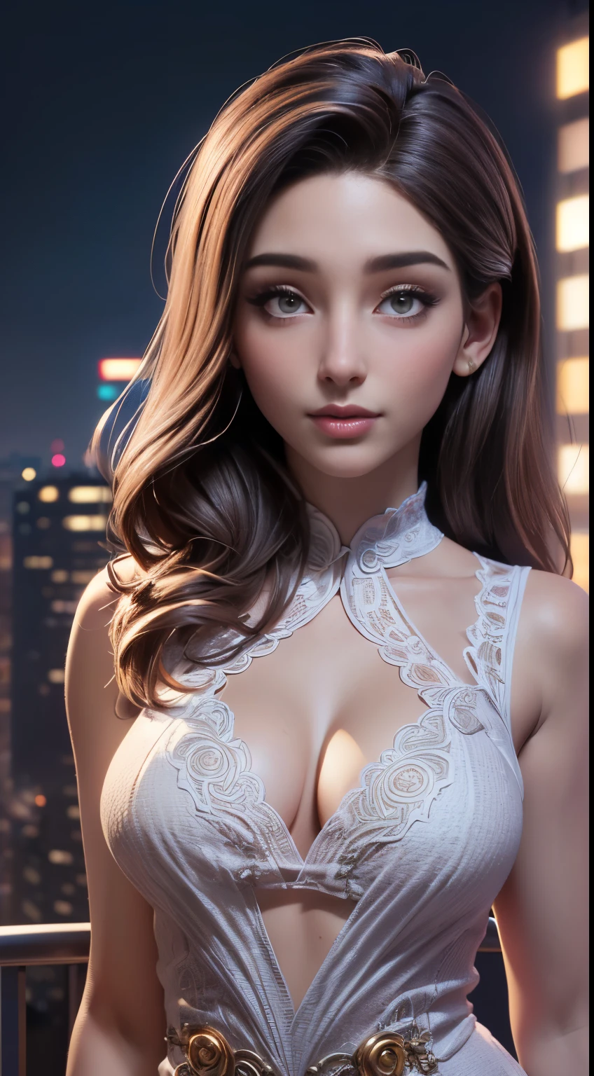 photo of Abella Danger, RAW, beautiful woman, ((portrait)), ((detailed face:1.2)), ((detailed facial feature, detailed skin, clear skin), (perfect proportioned body), (wearing a colorful sexy dress) (high detailed city environment, apartment balcony), (realistic photo, best quality, detailed), (8k wallpaper), (cinematic lighting, dramatic lighting) (sharp focus, intricate)