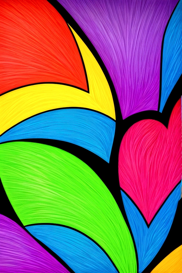 (best quality,4K,8K,highres,masterpiece:1.2),Ultra-detail,realisti,photorealisti,photo-realisti:1.37,bright colours,sharp lines,Comic-Stil,asymmetrical heart,Rainbow filling