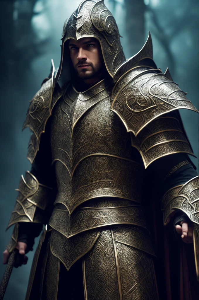 a highly detailed digital painting of an imperial paladin-battle mage hybrid worshiper of akatosh, dramatic lighting, intricate armor and weapons, fantasy medieval setting, volumetric fog, glowing magical energy, epic scale, cinematic composition, vibrant colors, dramatic shadows, realistic textures, masterpiece, (best quality,4k,8k,highres,masterpiece:1.2),ultra-detailed,(realistic,photorealistic,photo-realistic:1.37),cinematic,dramatic,striking pose,intense magical power,ornate armor,majestic fantasy,awe-inspiring