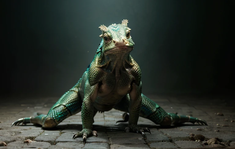 photorealistic, best quality, hyper detailed A humanoid creature hybrid of a lizard and fish and looking at the viewer, Dynamic front view. Full body photography Full body photography,skin texture, film grain, close-up, ultra high resolution, best shadow, RAW, instagram LUT.