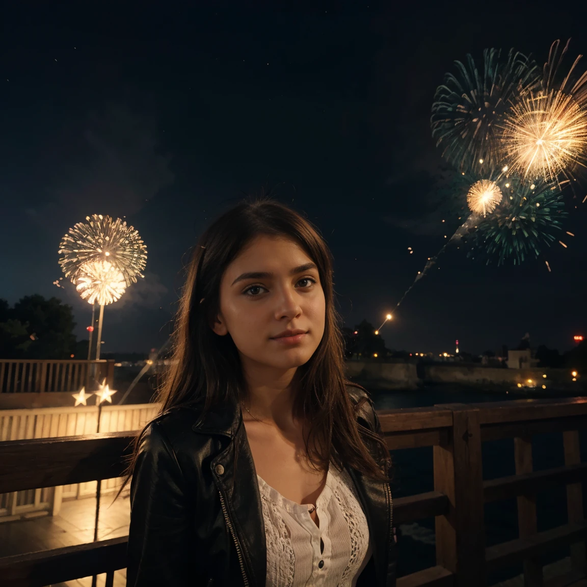 Lucie regardant un feux d artifice