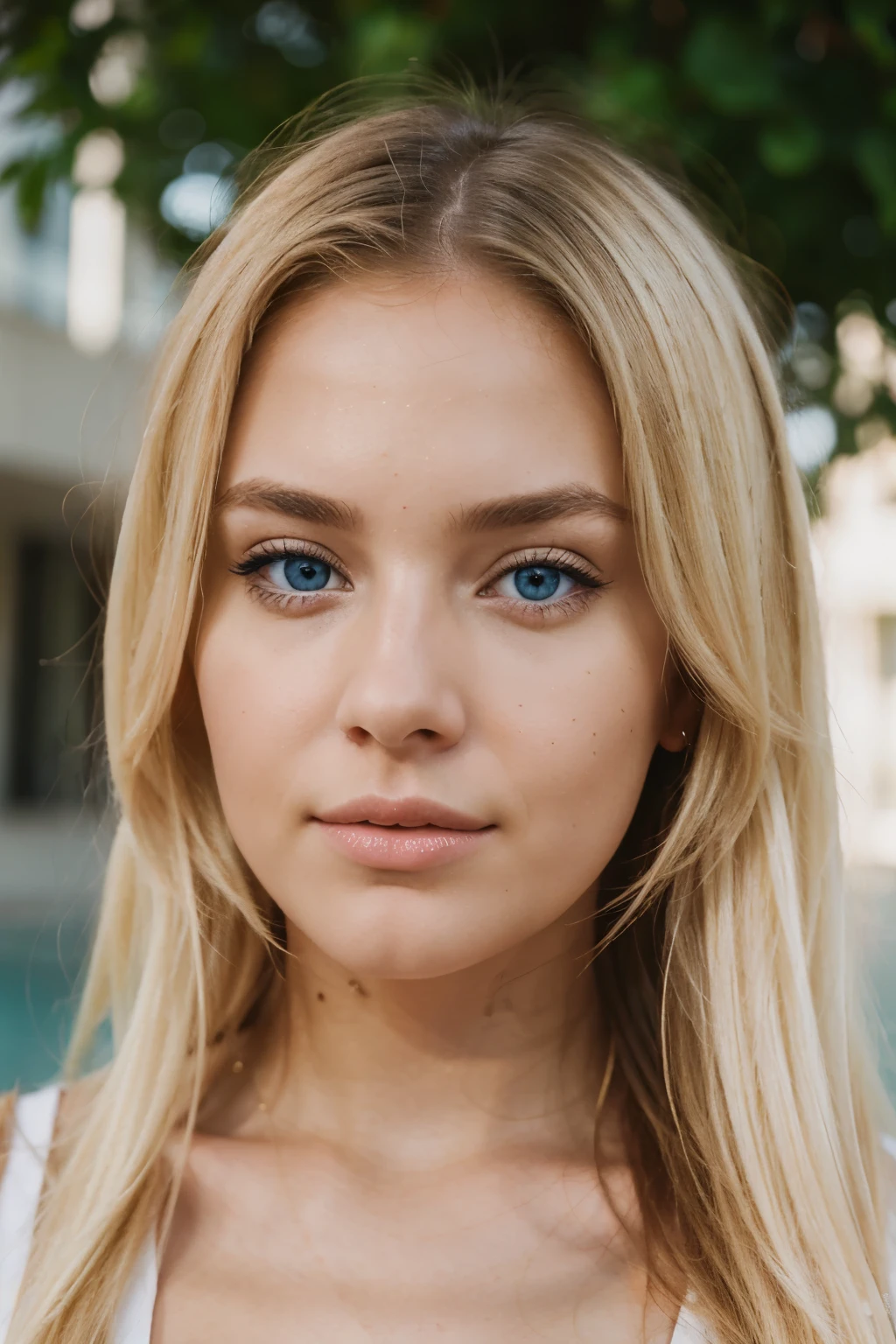 portrait, realistic white female instagram influencer, best quality, blonde, 1 girl, blue eyes