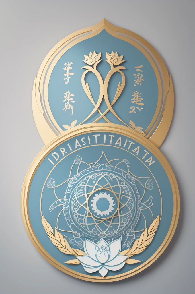 Visual IdeaCentral Logo: A stylized acacia flower with delicate lines, placed in the center.Company Name: "Oriente Assistencial" written below the flower, with an elegant and legible typography.Colors: White background, lotus flower in shades of light blue , and the name in a soft gray or gold color.